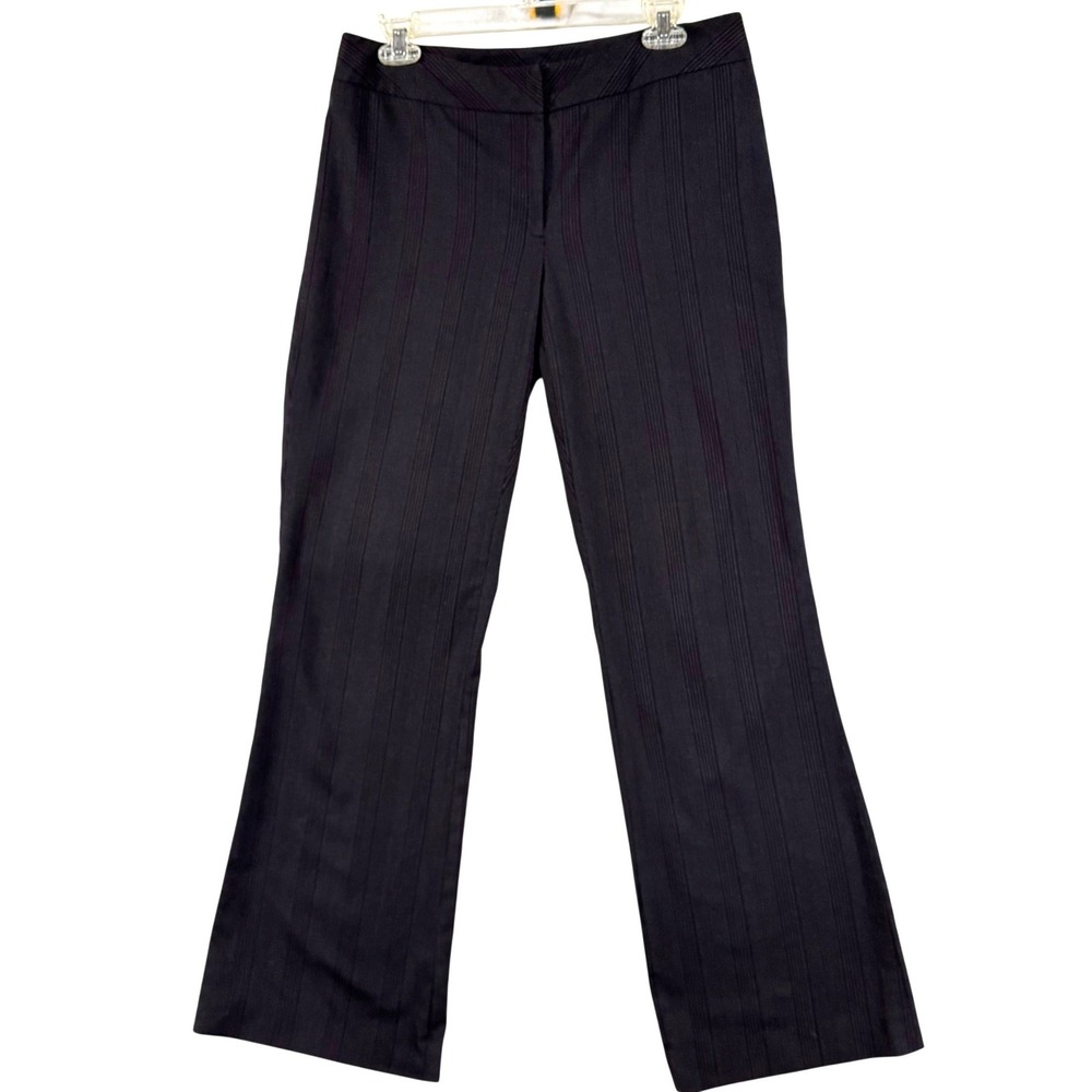 VTG Apostrophe 10 Black Pinstripe Wide Leg Mid Rise Trouser Dress Pants Classic